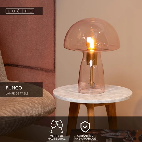 Lucide FUNGO - Lampe de table - 1xE27 - Rose - USP